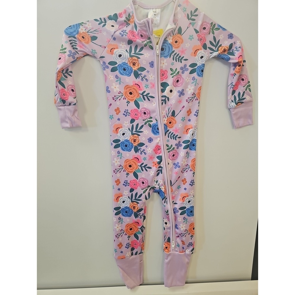 White Purple    Floral Bamboo  Zippy Double Zipper  2 To 3 Years